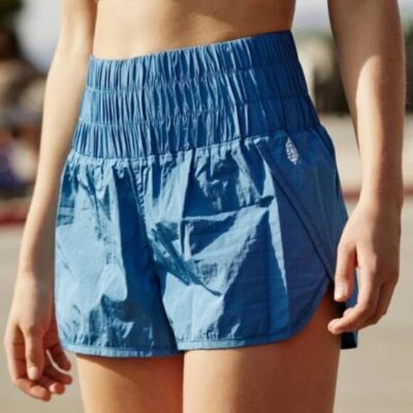 Free People Movement Coastline Blue The Way Home High Waist Shorts Medium